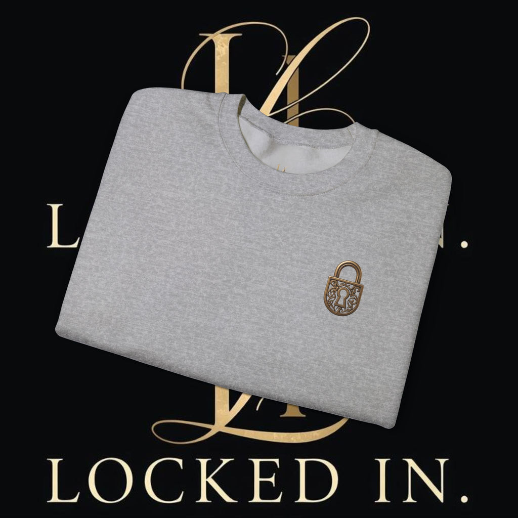 Locked In Crest Crewneck Sweatshirt featuring retro soccer design and country pride graphics, made by Printify.