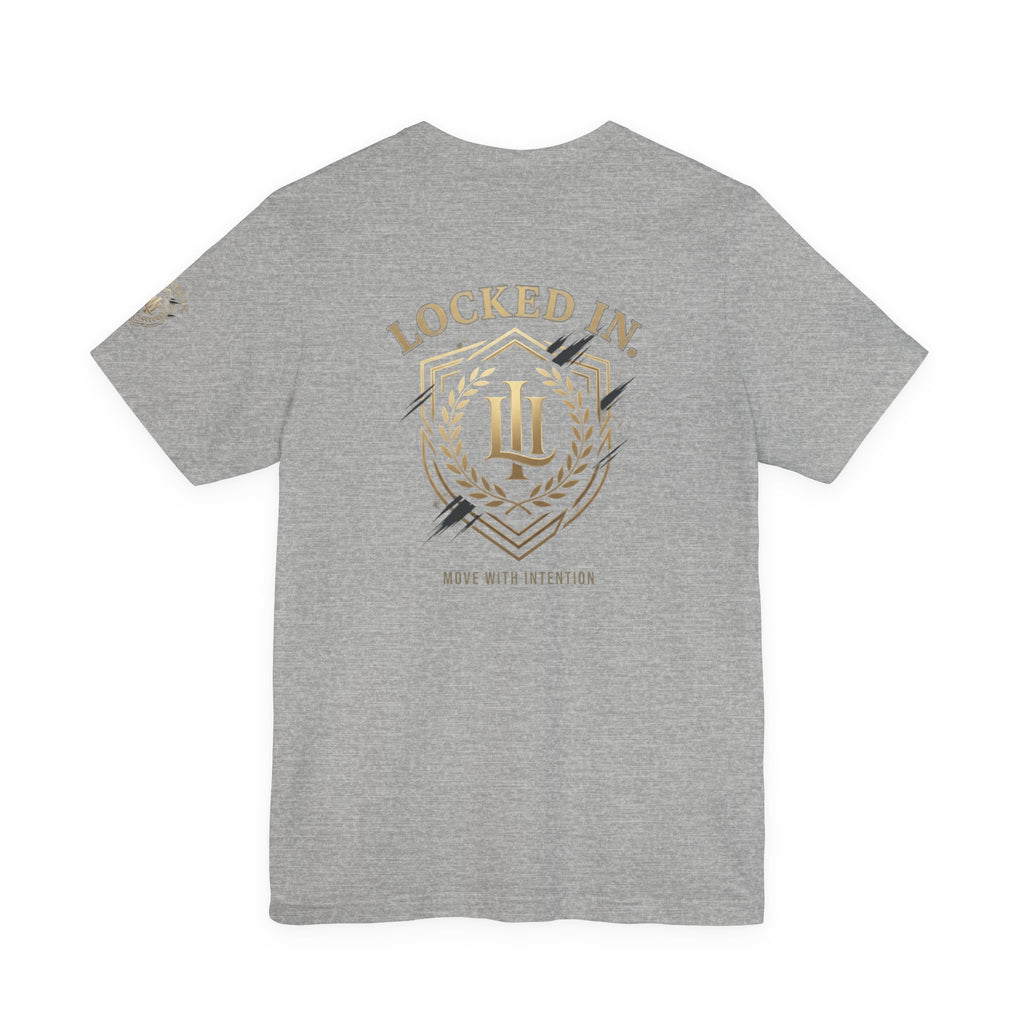 Locked In Crest T-shirt featuring retro soccer design and championship season graphics, ideal for supporters.