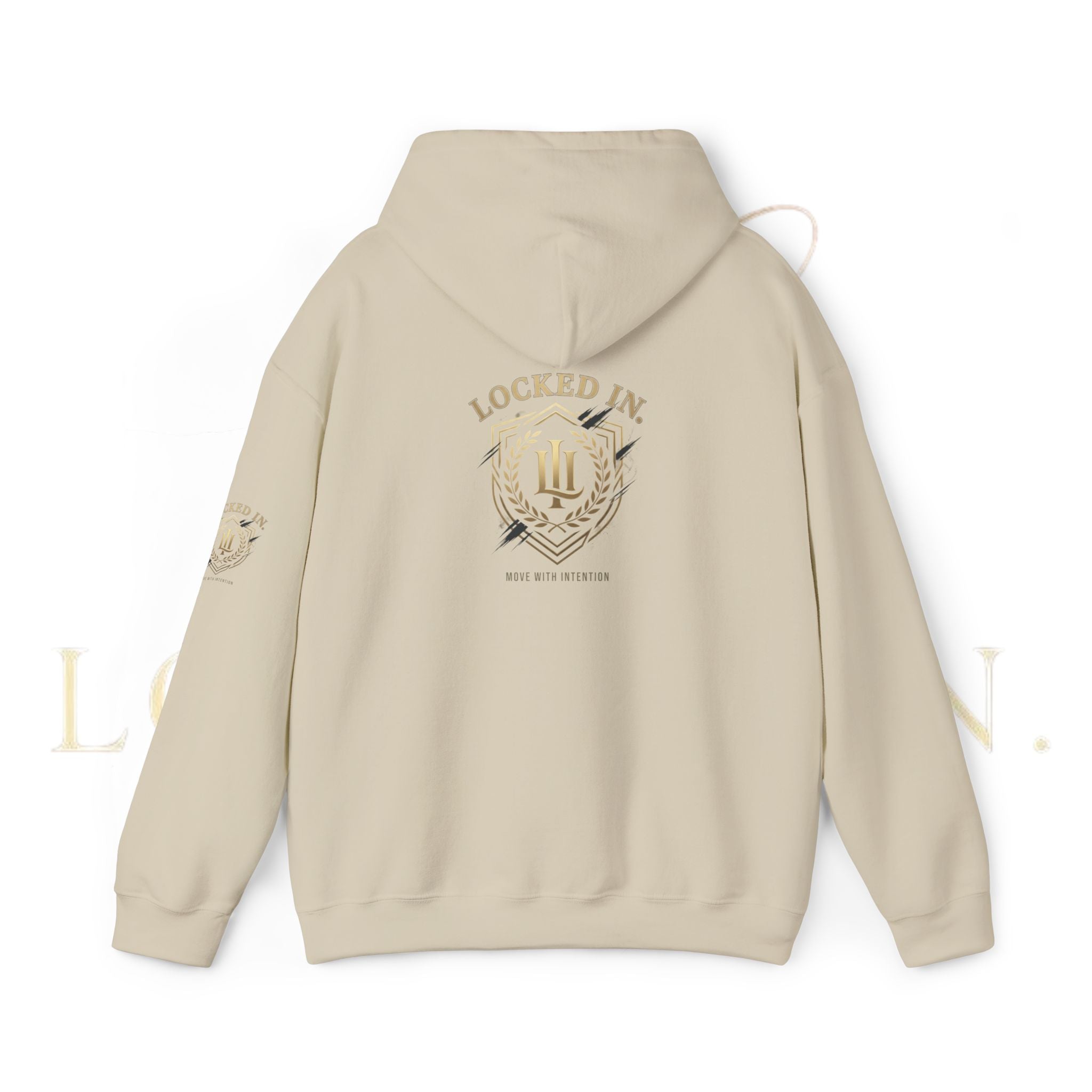 Locked In Crest Hoodie featuring retro soccer design and country pride, made by Printify, with bold crest and vintage style.