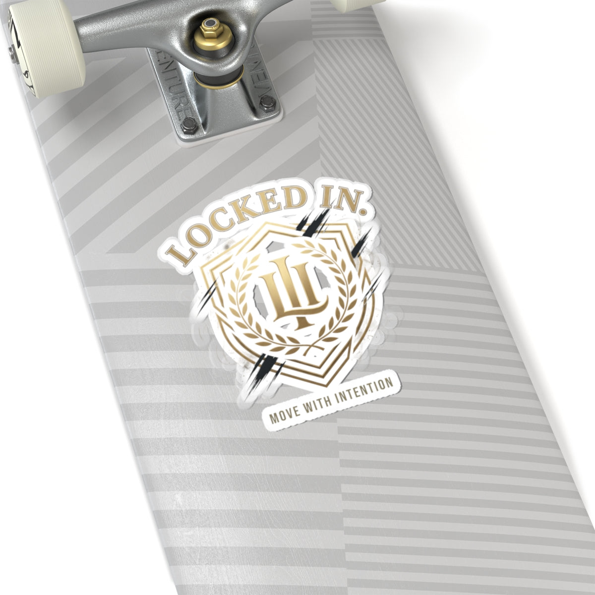 Locked In Laurel Crest sticker featuring retro soccer design on paper, celebrating championship season by Printify.