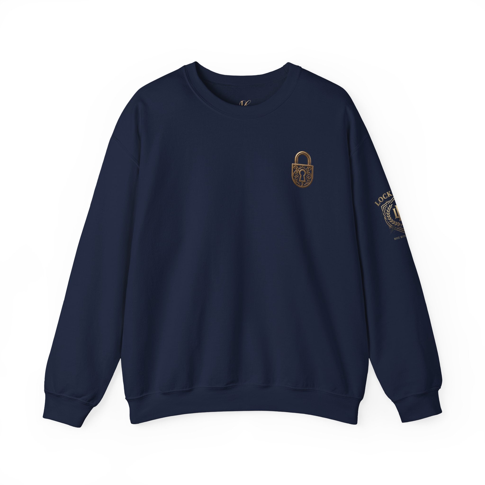 Locked In Crest crewneck sweatshirt featuring retro soccer design and country pride embroidery on a comfortable cotton fabric.