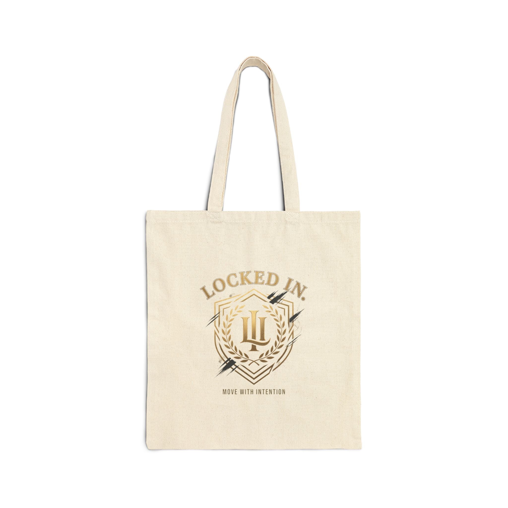 Printify Locked In Crest Tote bag featuring soccer championship and country pride design, perfect for supporters and casual use.
