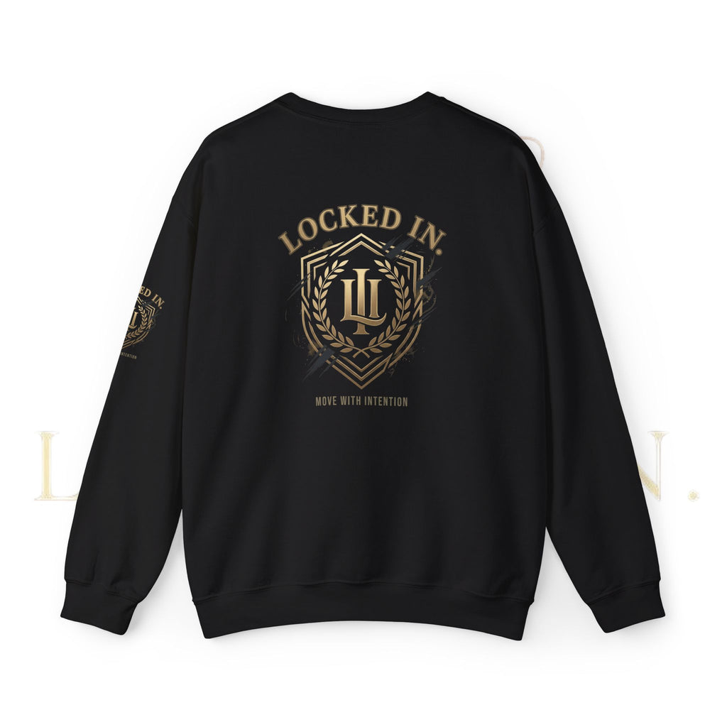 Locked In Crest Crewneck Sweatshirt featuring retro soccer design and country pride, made by Printify.