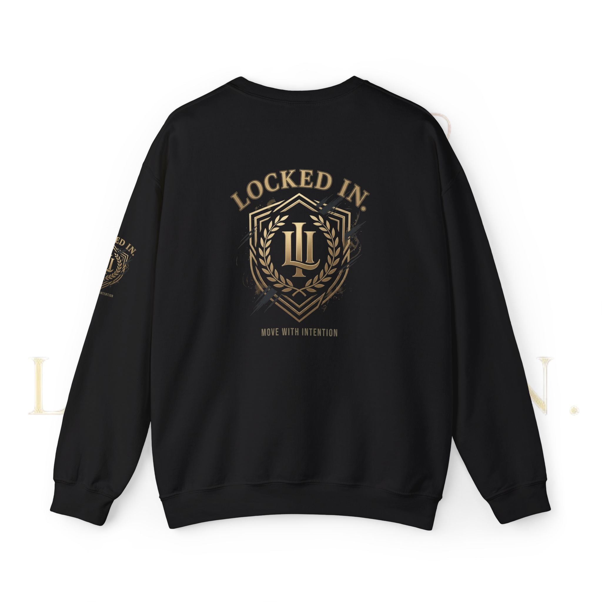 Locked In Crest Crewneck Sweatshirt featuring retro soccer design and country pride, made by Printify.