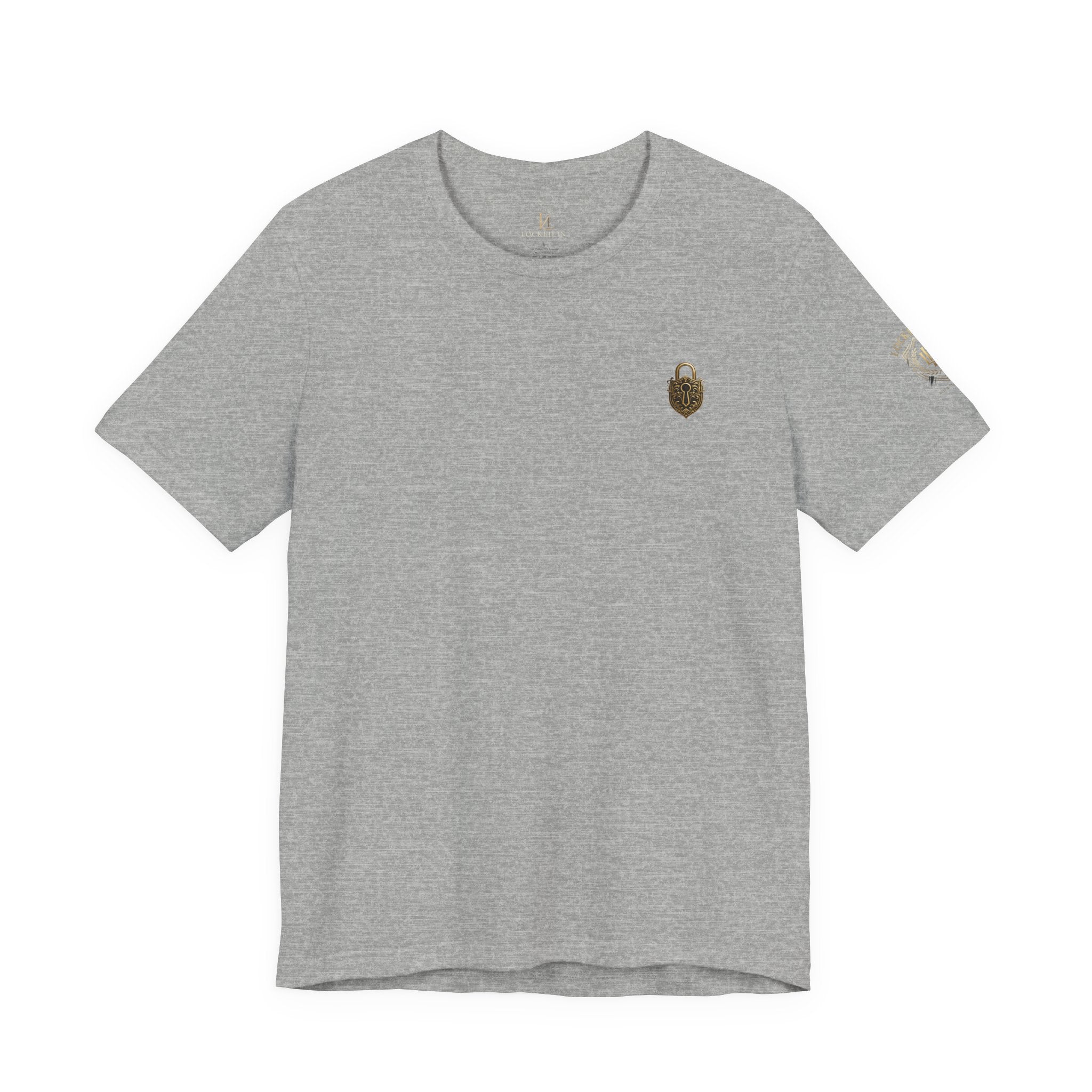 Locked In Crest T-shirt featuring retro soccer design and championship season graphics, by Printify.