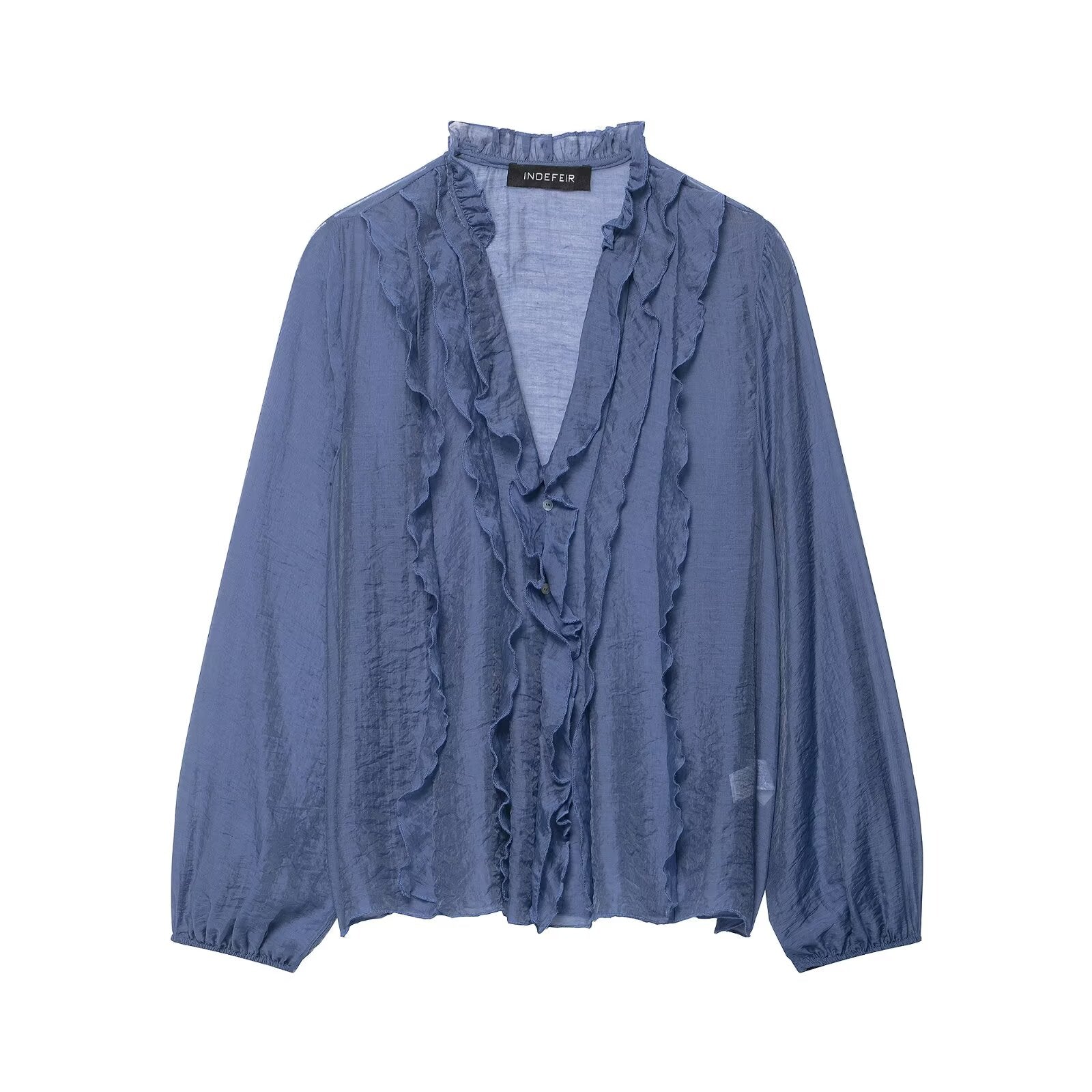 Women’s long sleeve autumn laminated decorated shirt from Wanita Store, featuring a stylish fall-inspired design and fabric details.