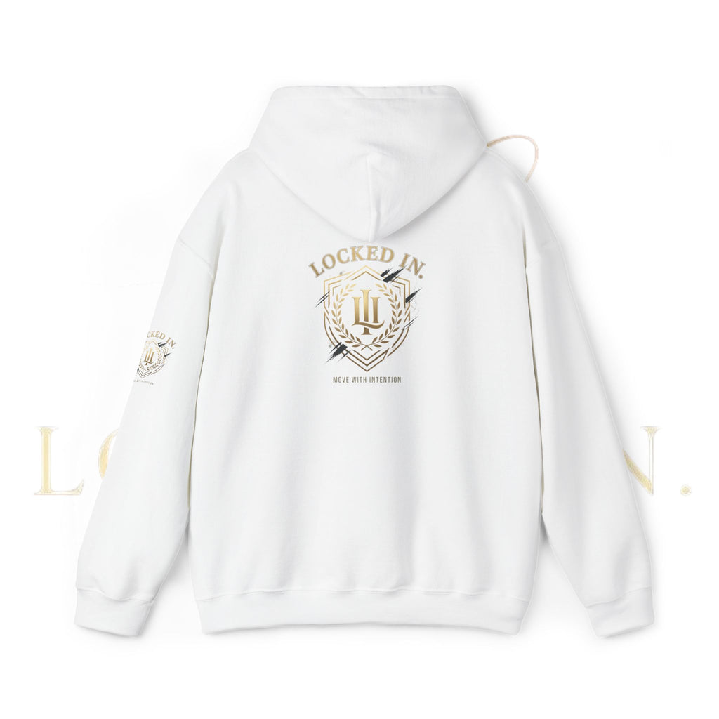 Locked In Crest hoodie featuring retro soccer design and country pride, made by Printify, with a front crest graphic and casual fit.