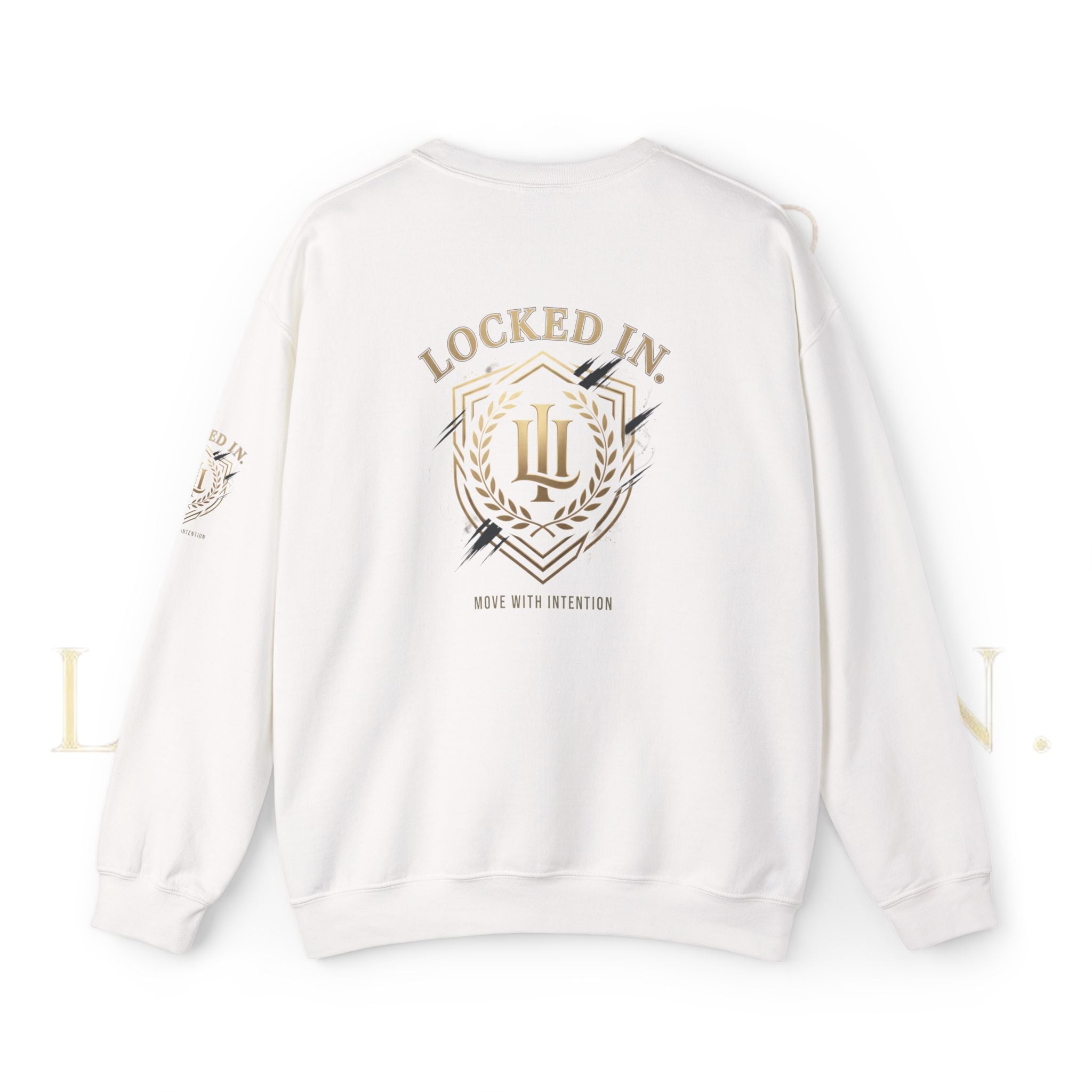 Locked In Crest Crewneck Sweatshirt featuring retro soccer design and country pride, made by Printify.