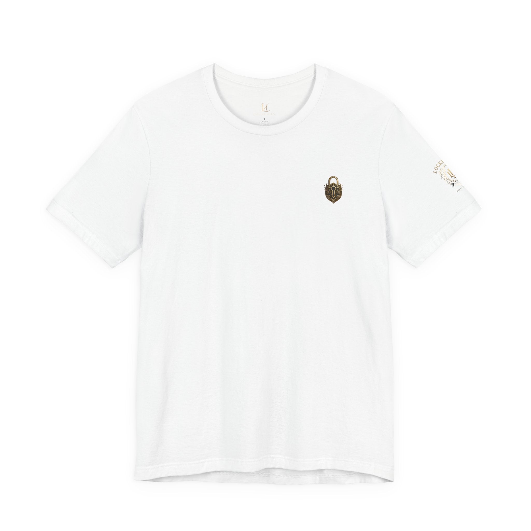 Locked In Crest T-shirt featuring retro soccer design and supporters logo, perfect for championship season fans.