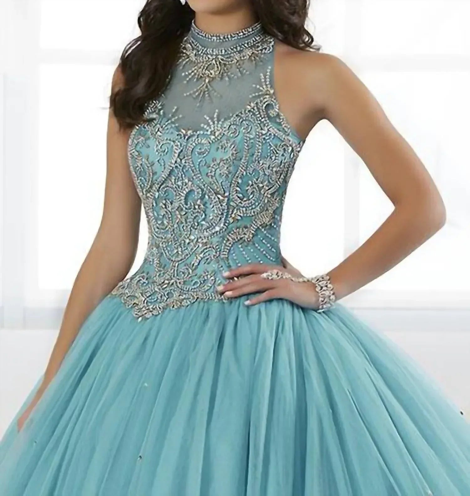 Elegant white straight tulle ball gown for women, maxi dress with flowing fabric, by Rack Hunt.