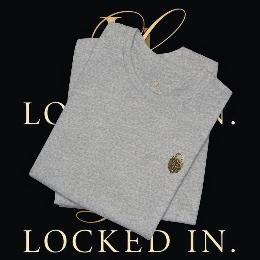 Printed Locked In Crest T-shirt featuring retro soccer design, perfect for supporters during championship season.