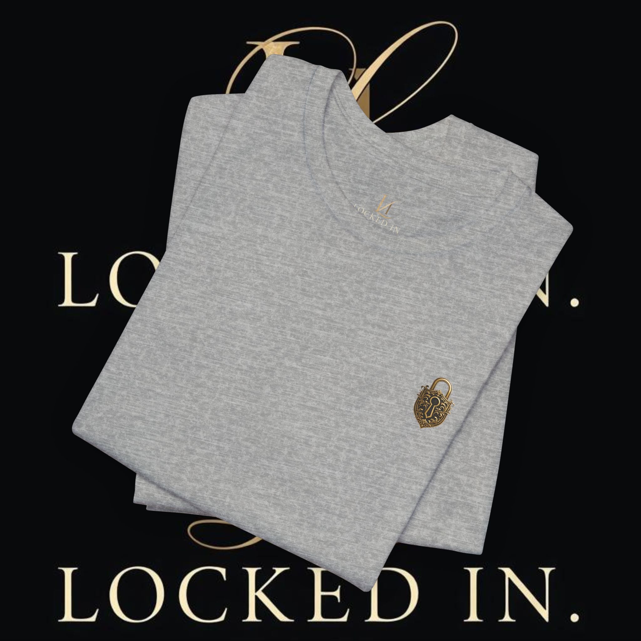 Printed Locked In Crest T-shirt featuring retro soccer design, perfect for supporters during championship season.
