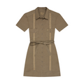 Women’s Tejas Guayabera Dress in Agave Oro by Texas Standard, featuring lightweight fabric and traditional embroidered details.