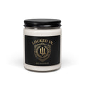 Locked In Crest Candle featuring country pride and retro soccer design, ideal for home decor, by Printify.