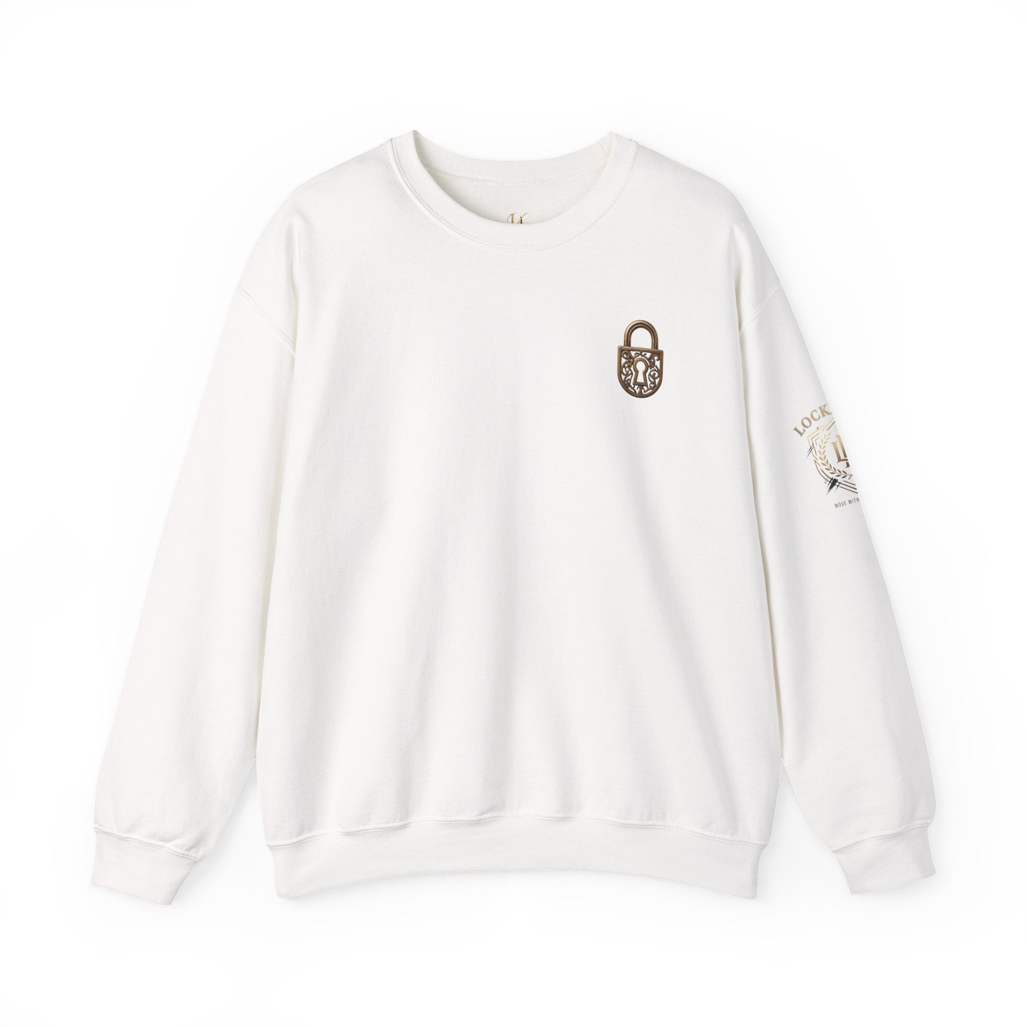 Locked In Crest crewneck sweatshirt featuring retro soccer design and country pride, made by Printify.