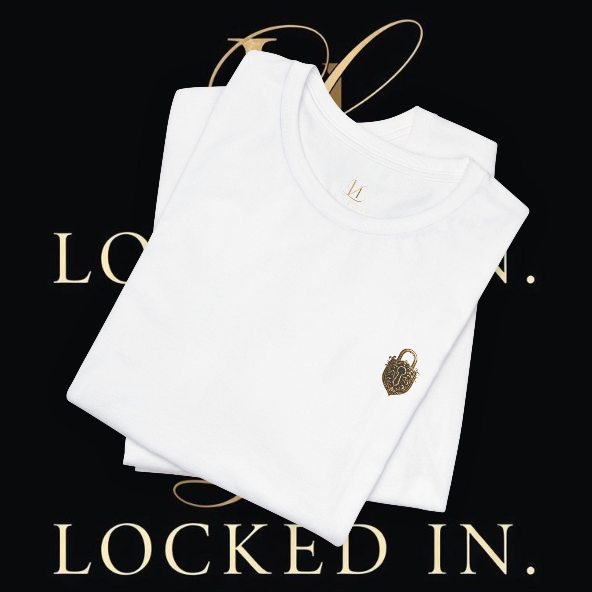 Locked In Crest Tee, a retro soccer T-shirt with championship season supporter design, by Printify.