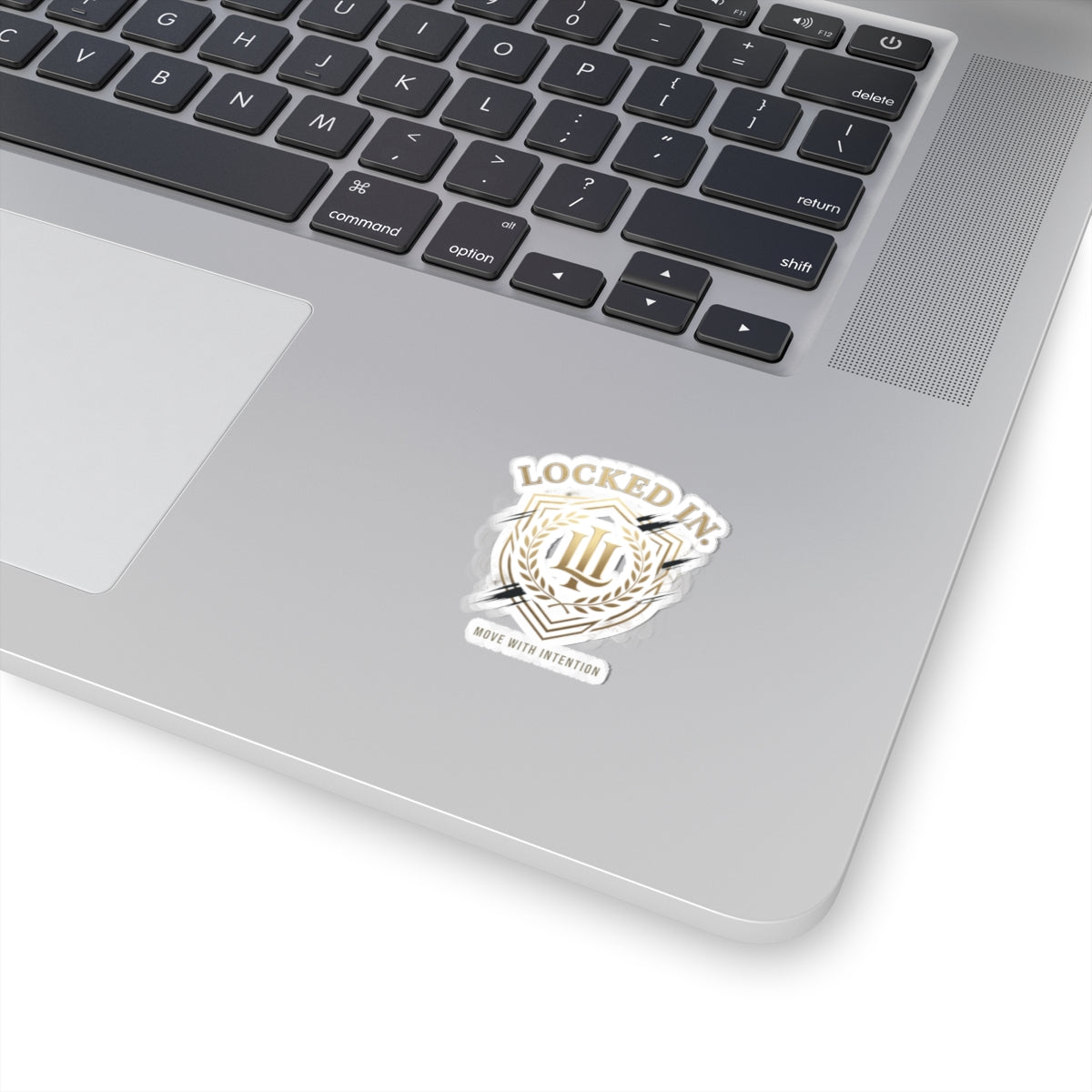 Locked In Laurel Crest sticker featuring retro soccer design, printed on paper, representing championship season memorabilia