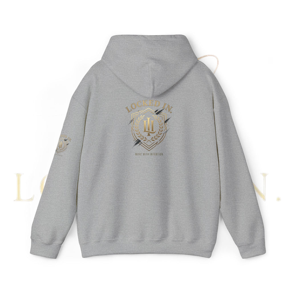 Locked In Crest hoodie featuring retro soccer design and country pride, made by Printify.