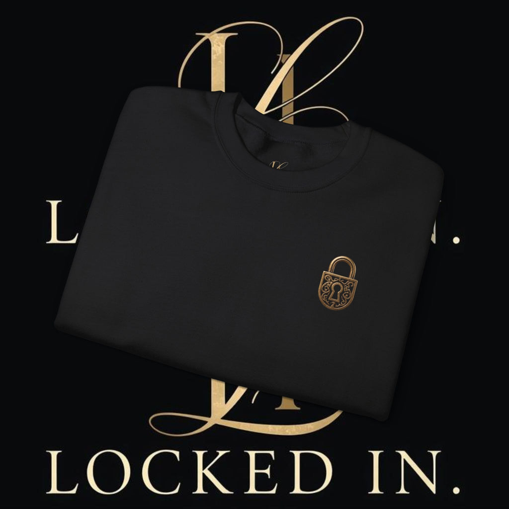 Locked In Crest crewneck sweatshirt featuring retro soccer design and country pride, made by Printify.