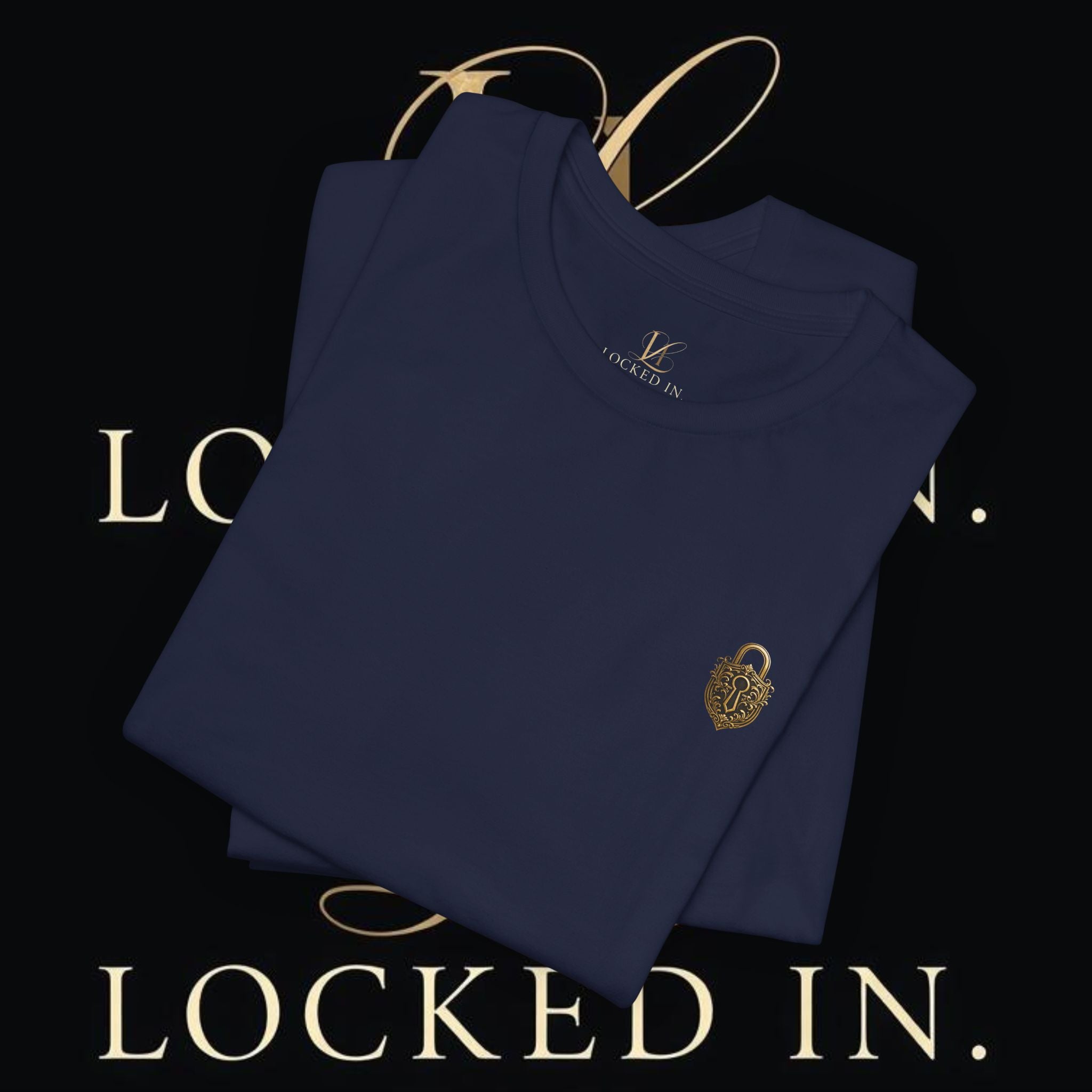 Locked In Crest T-Shirt by Printify featuring retro soccer crest and championship season design, perfect for supporters.