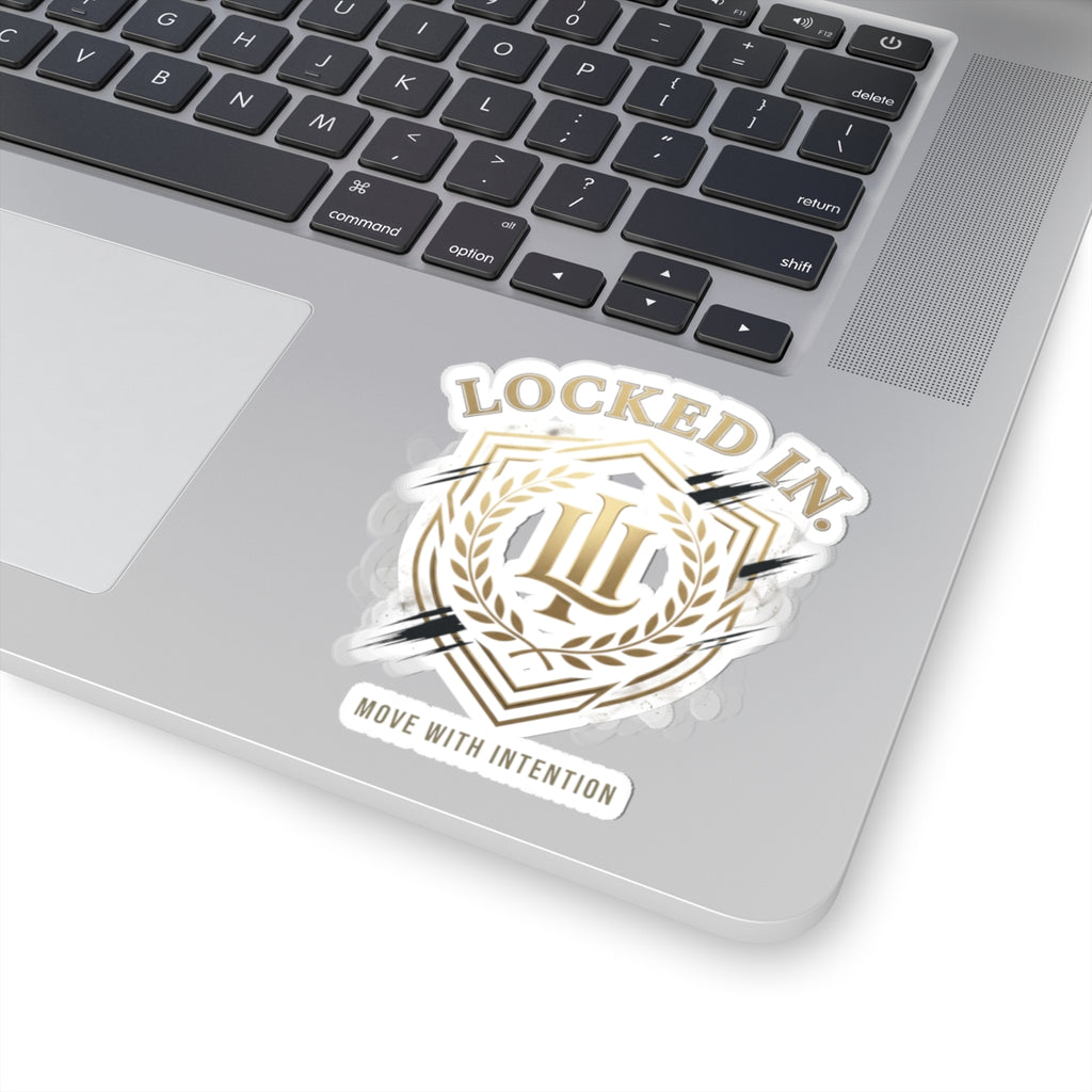 Locked In Laurel Crest Sticker featuring retro soccer design, ideal for sports fans and paper product collectors.