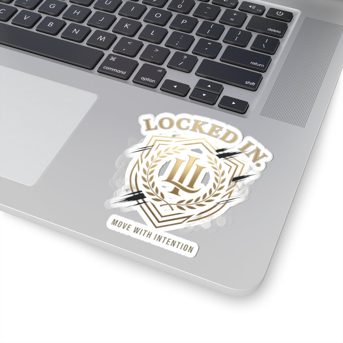 Locked In Laurel Crest Sticker featuring retro soccer design, ideal for sports fans and paper product collectors.