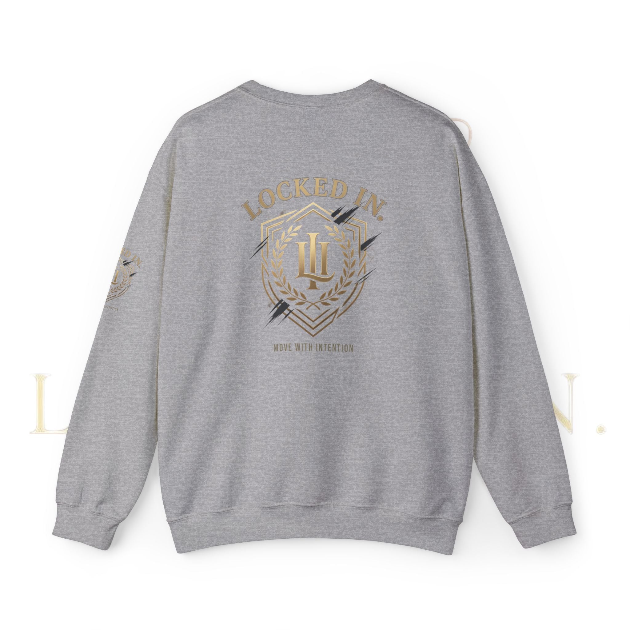 Locked In Crest Crewneck Sweatshirt with retro soccer design and country pride, featuring bold print on a comfortable sweatshirt.