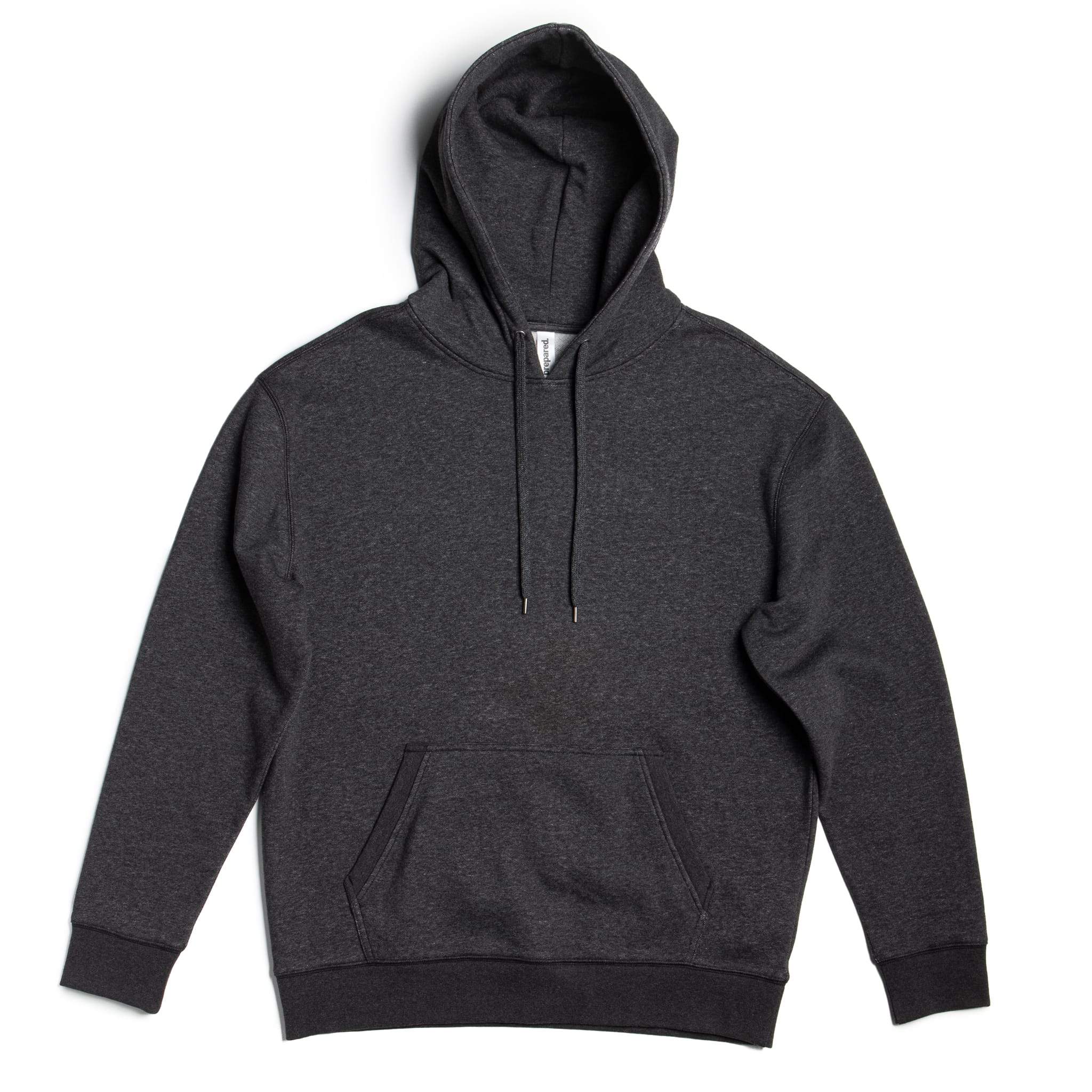 Mens charcoal heather heavyweight fleece hoodie by SpectraUSA, front view showing hood and pullover design.