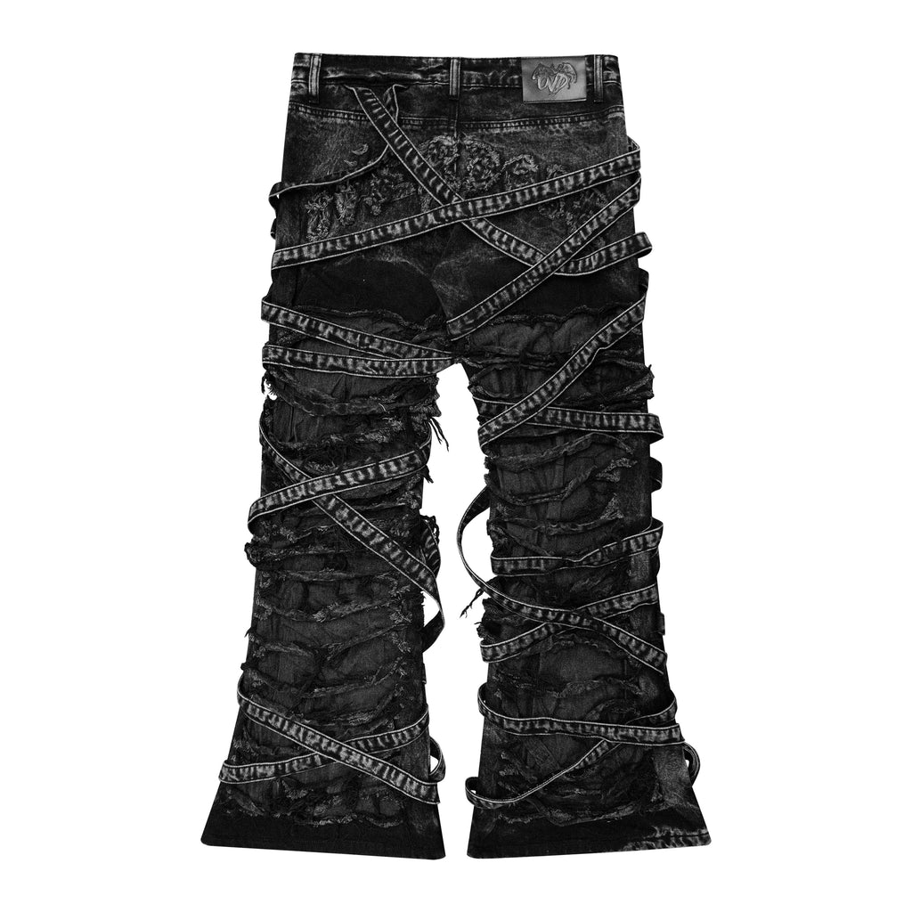 Black VENIM 2.0 bottoms by whathappenedtogod, showing the back view with sleek design and fitted silhouette.
