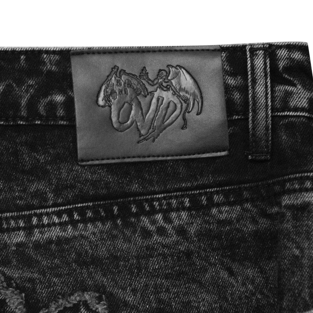 Black VENIM 2.0 bottoms by whathappenedtogod with a new back patch design, showcasing the stylish fit and fabric details.