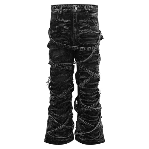 Black VENIM 2.0 bottoms by whathappenedtogod, front view showing sleek design and modern fit.