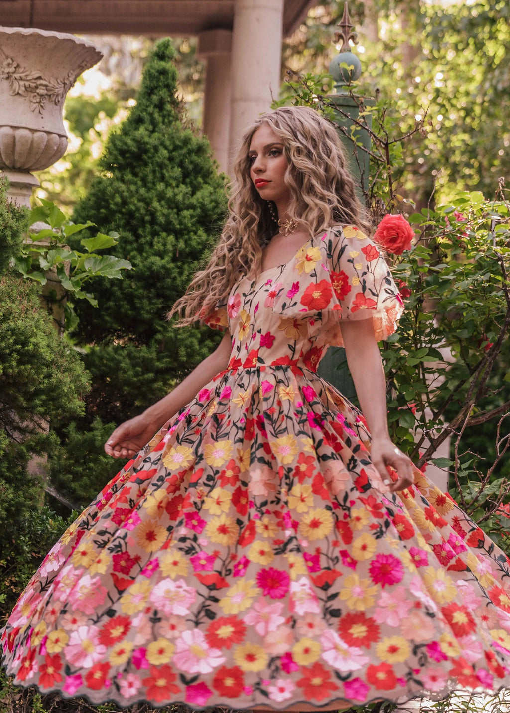 JessaKae English Garden Dress featuring floral print, lightweight fabric, and feminine design perfect for spring and summer wear.