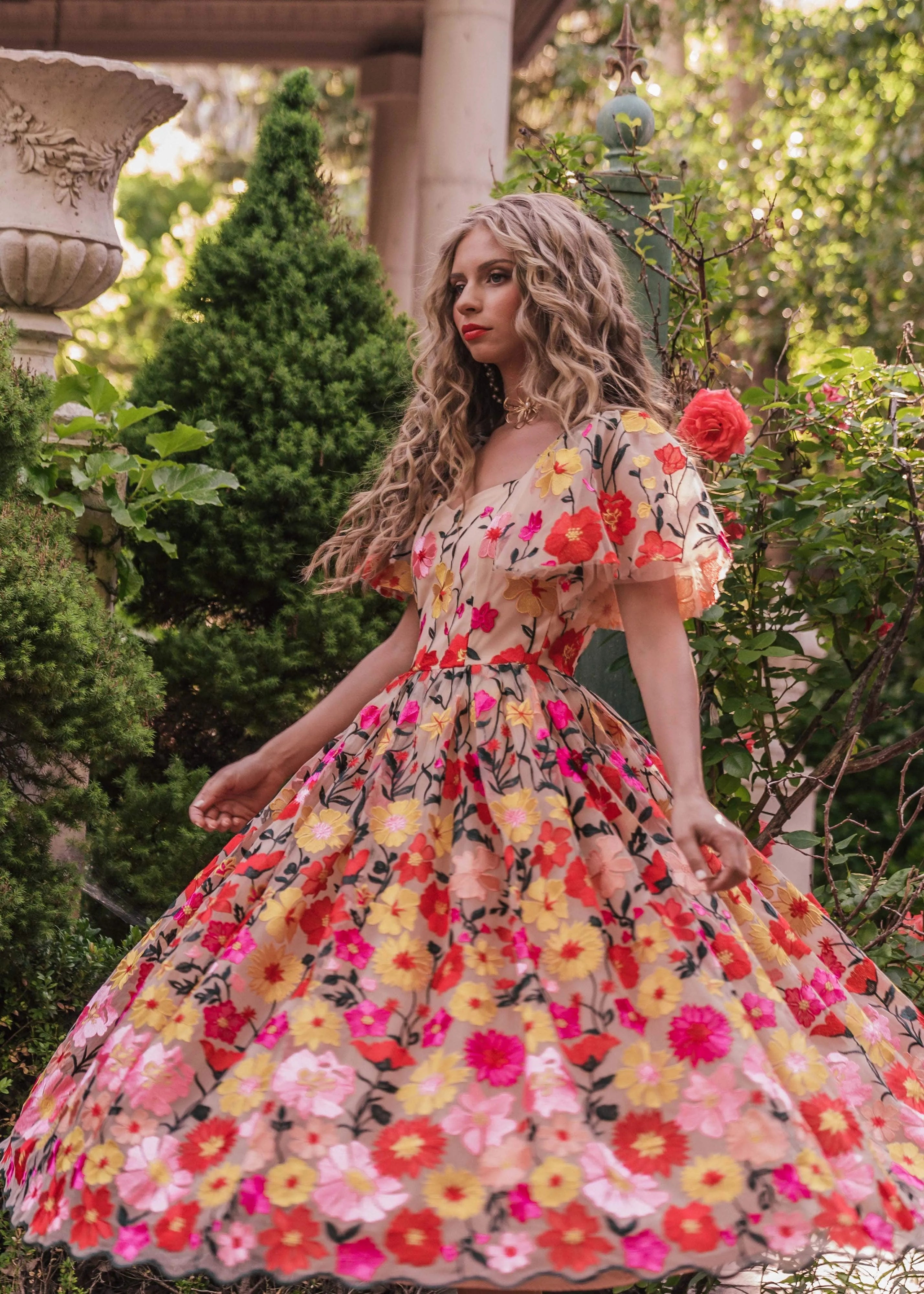 JessaKae English Garden Dress featuring floral print, lightweight fabric, and feminine design perfect for spring and summer wear.