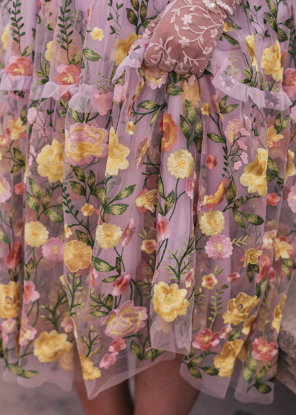 Lavender midi rose dress by JessaKae featuring a flowing silhouette and floral design, perfect for elegant occasions.