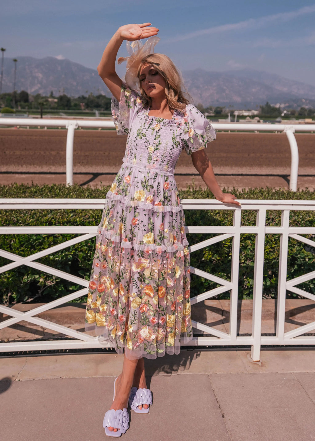 Lavender midi rose dress by JessaKae featuring a flowing fabric and elegant design, displayed on a model.