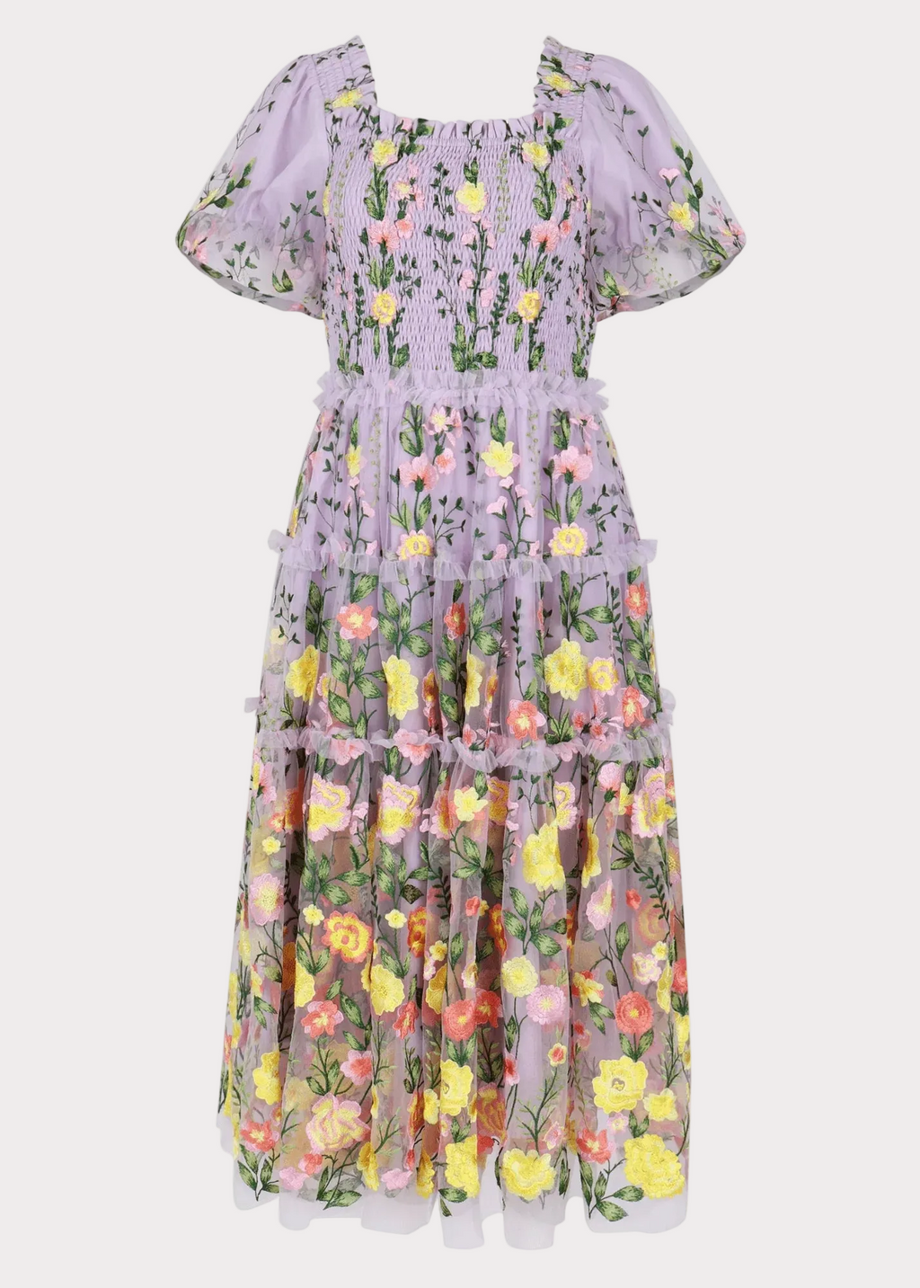 Lavender rose midi dress by JessaKae featuring a flowy silhouette and delicate floral details.