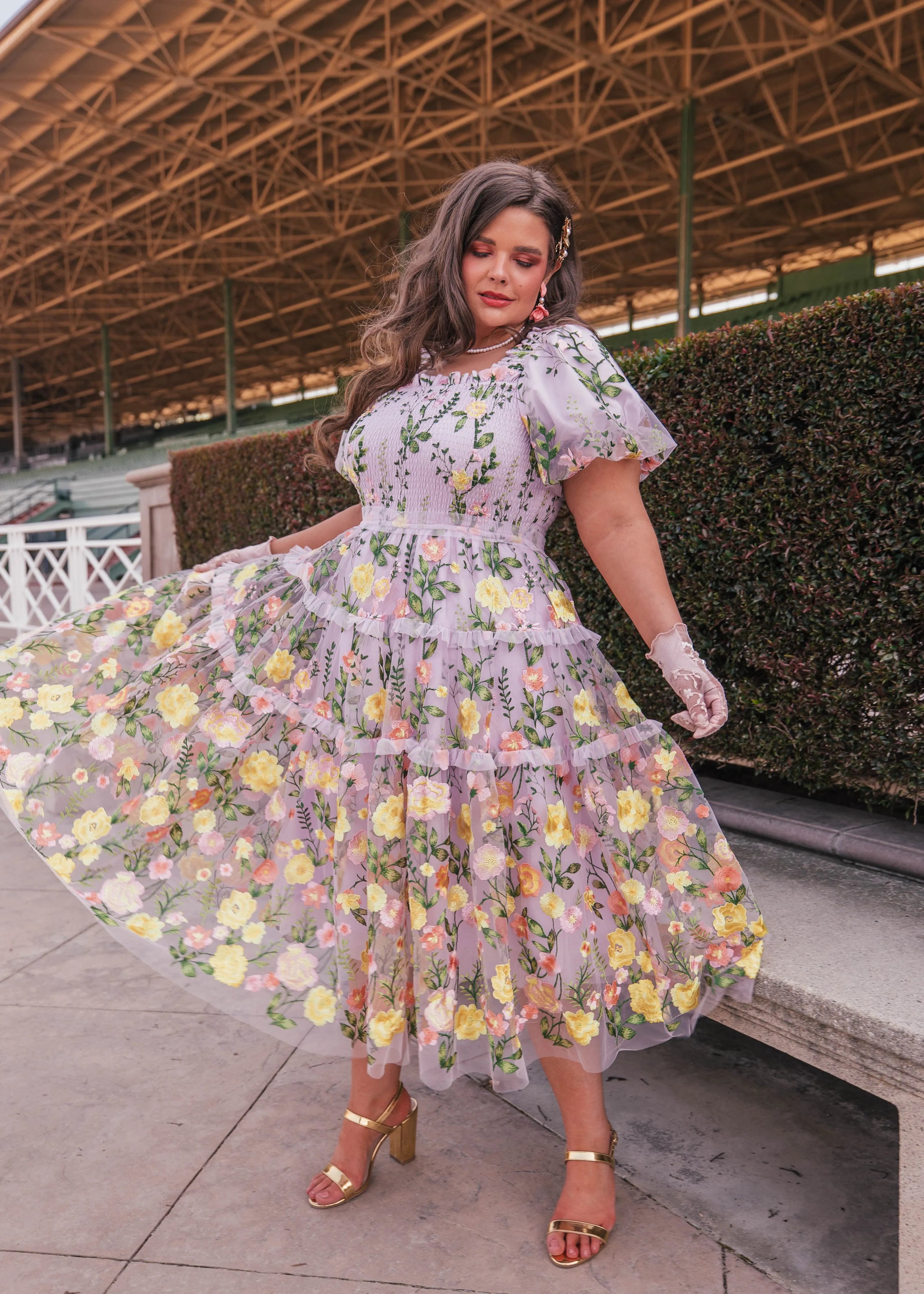 Lavender midi rose dress by JessaKae featuring a flowy silhouette and elegant design, perfect for special occasions.